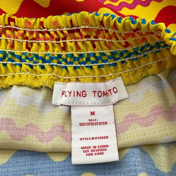 Flying Tomato Off-the-Shoulder Colorful Rick Rack Short Sleeve Blouse Medium - Picture 7 of 9